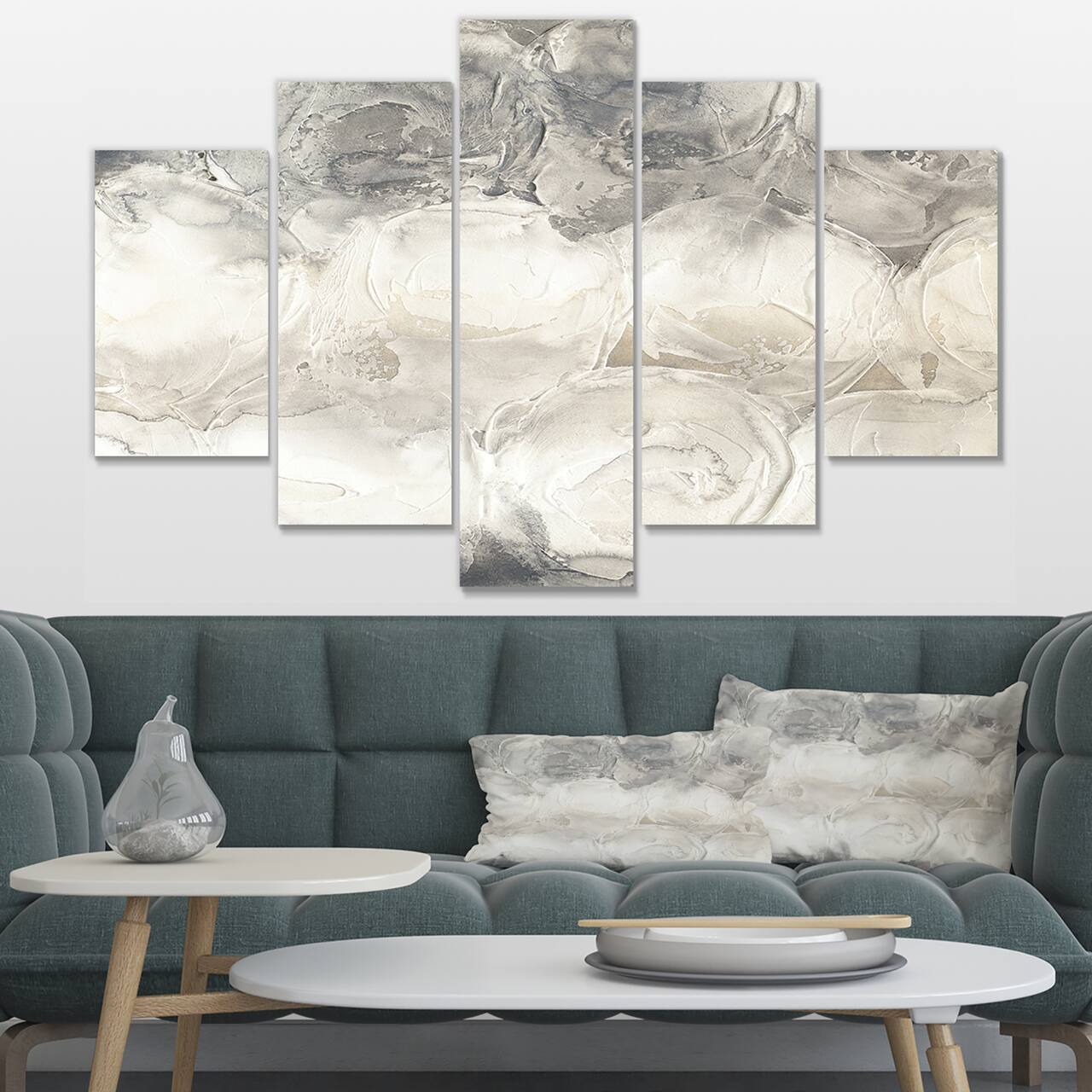 Designart - Gray Circles I - Modern & Contemporary Premium Canvas Wall Art